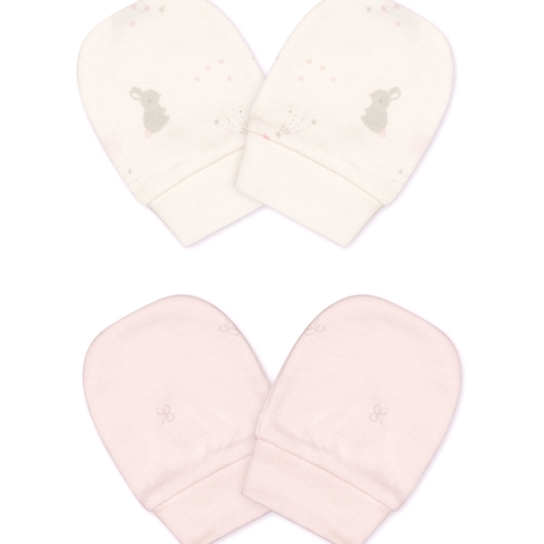 Girls Mitts Bunny Print - Pack Of 2 - Pink