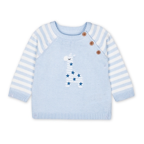 Boys Full Sleeves Sweater Star Embroidery - Blue