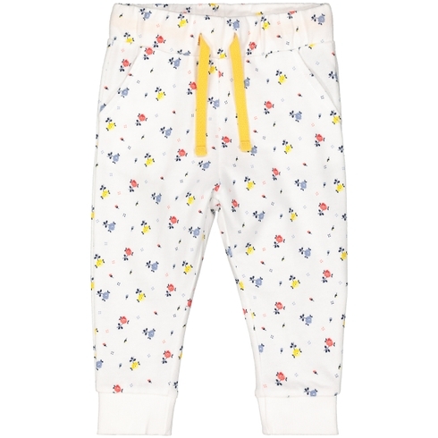 Girls Joggers Floral Print - White