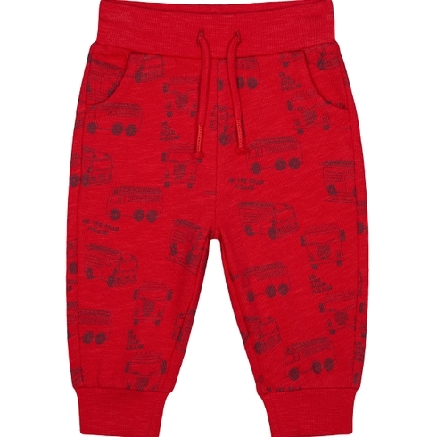 Boys Joggers Fire Engine Print - Red