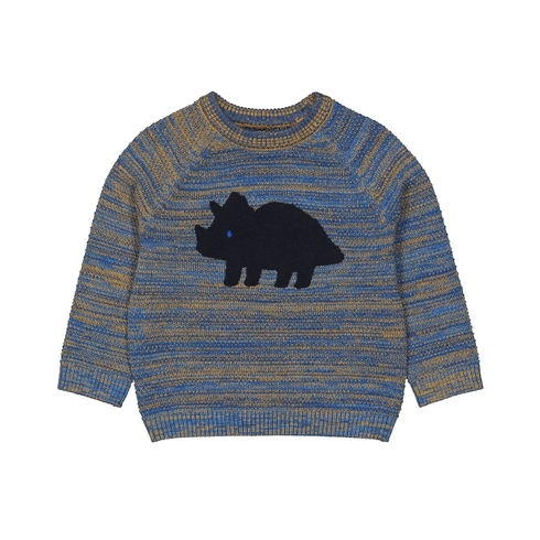 Boys Full Sleeves Sweater Dino Pattern - Blue