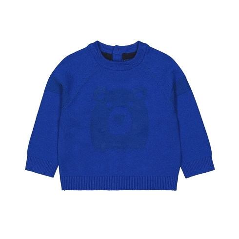 Boys Full Sleeves Sweater Bear Pattern - Blue