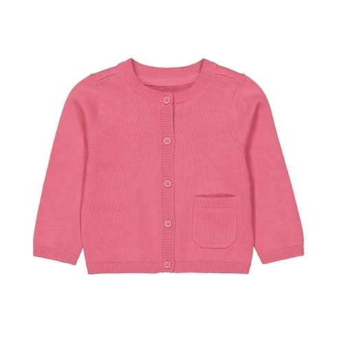 Girls Full Sleeves Cardigan With Pocket - Pink