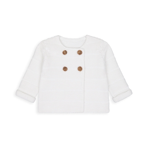Unisex Full Sleeves Cardigan With Button Fastening - Cream