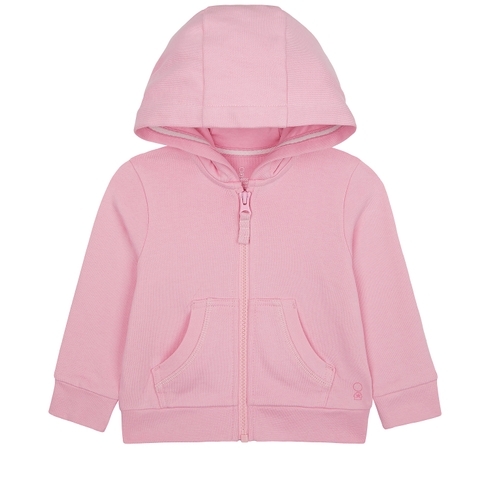 Girls Full Sleeves Hooded Sweatshirt Zip Through Opening - Pink