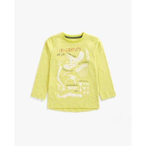 Boys Full Sleeves T-Shirt Dino Print - Yellow