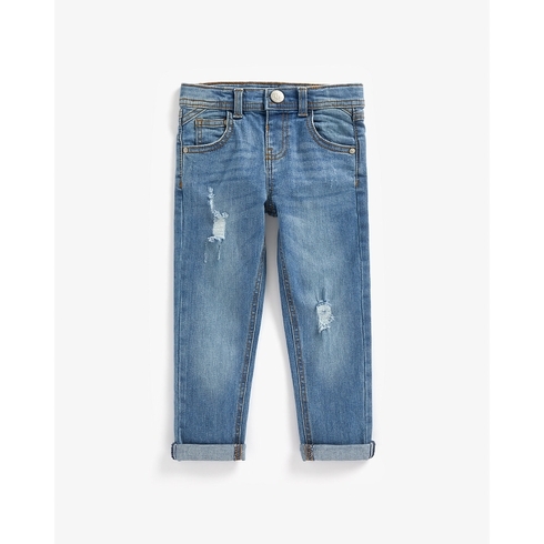 Boys Mid-Wash Rip And Repair Jeans - Blue