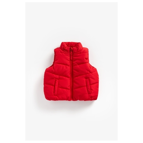Boys Sleeveless Quilted Jacket - Red