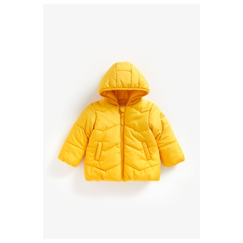 Boys Full Sleeves Fleece Lined Quilted Jacket - Yellow