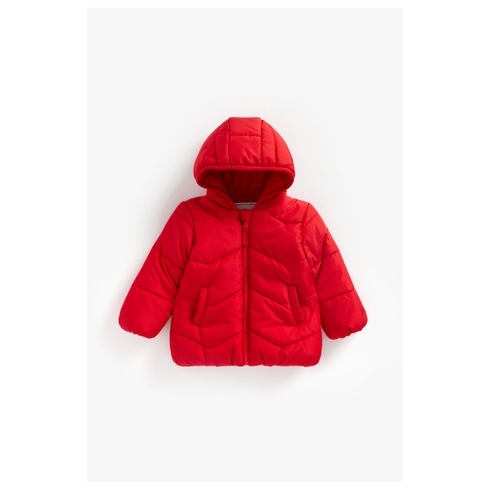Boys Full Sleeves Fleece Lined Quilted Jacket Hooded - Red