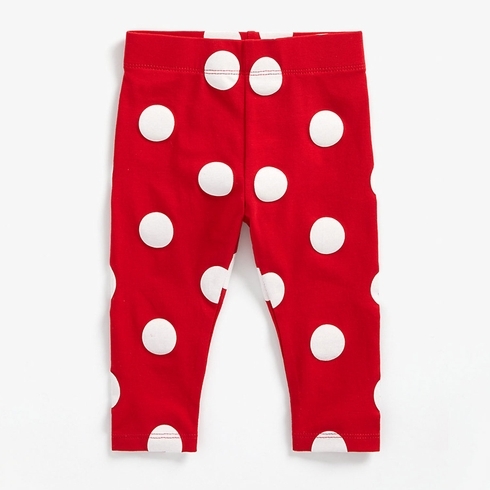Girls Leggings Polka Dot Print - Red