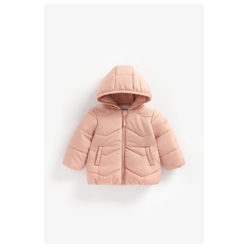 Girls Full Sleeves Fleece Lined Jacket Hooded - Pink