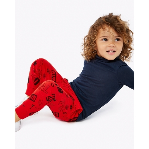 Boys Joggers Text Print - Red