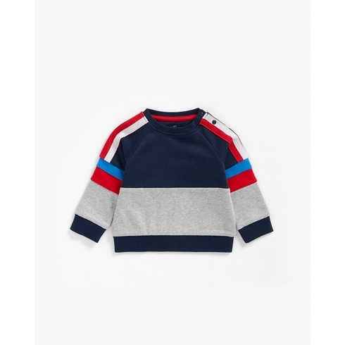 Boys Full Sleeves Sweatshirt Cut &Amp; Sew Detail - Multicolor