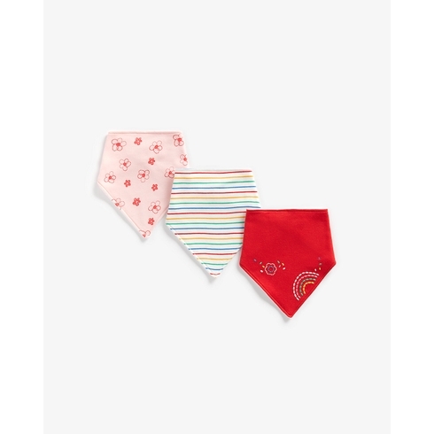 Girls Bibs Rainbow Embroidery - Pack Of 3 - Multicolor
