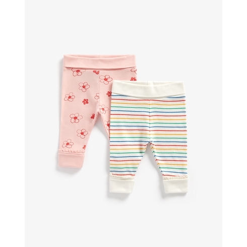 Girls Joggers Printed And Striped - Pack Of 2 - Multicolor