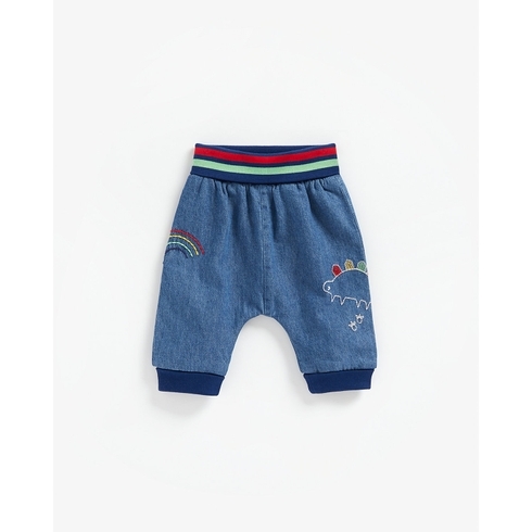 Boys Joggers Dino Embroidery - Blue