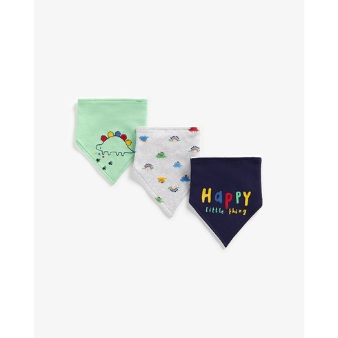 Boys Bibs Dino Embroidery - Pack Of 3 - Multicolor