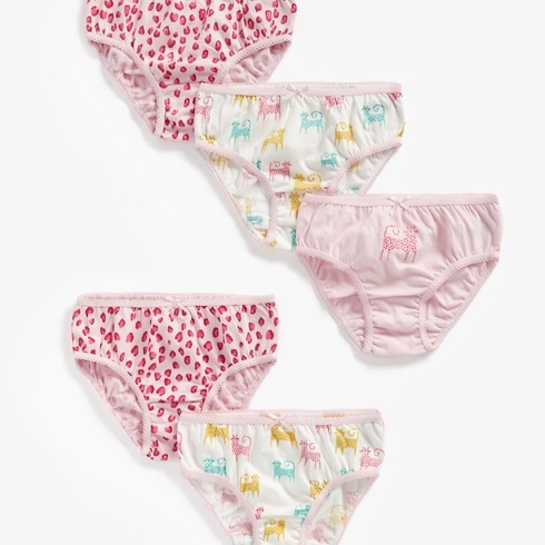 Girls Briefs Leopard Print - Pack Of 5 - Pink