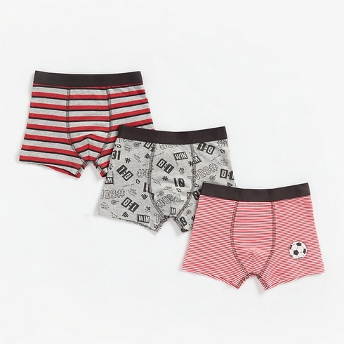 Boys Trunks Striped And Printed - Pack Of 3 - Multicolor