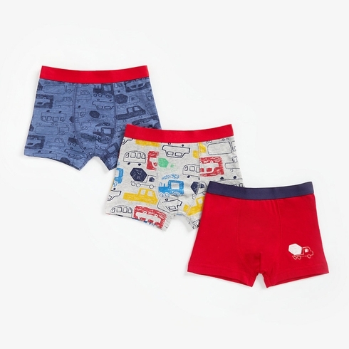 Boys Trunks Vehicle Print - Pack Of 3 - Multicolor