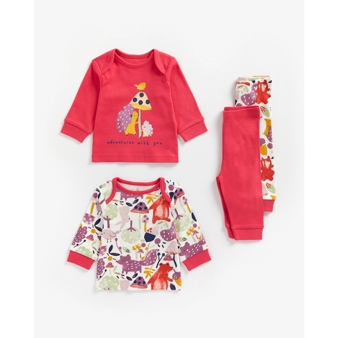 Girls Full Sleeves Pyjama Set -Pack of 2-Multicolor