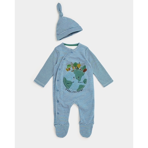Boys Full Sleeves Sleeepsuit With A Hat -Pack of 1-Blue