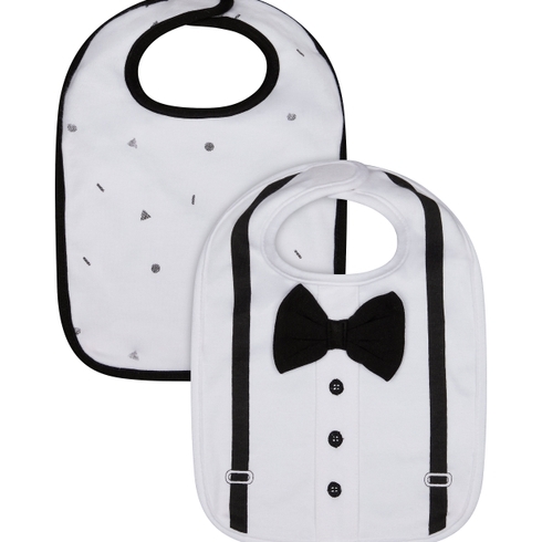 Mothercare Boys Bow Tie Bibs Black & White Pack Of 2