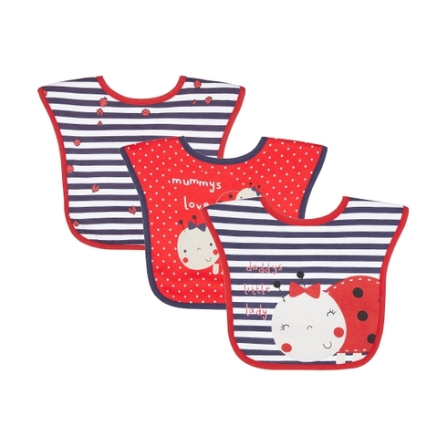 Mothercare Ladybird Toddler Bibs Red Pack Of 3