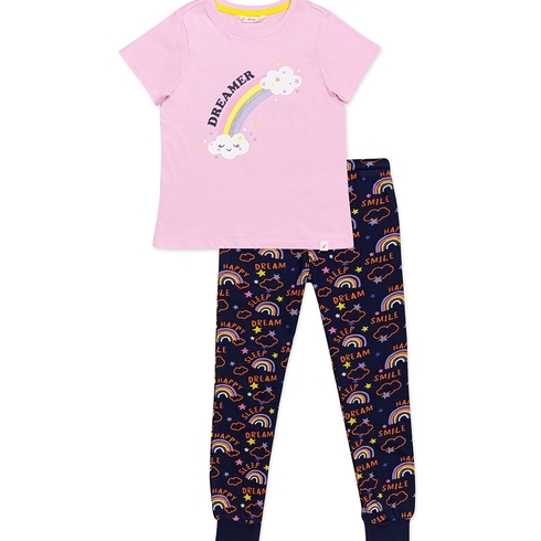 h by hamleys girls pyjama long set- multi colour