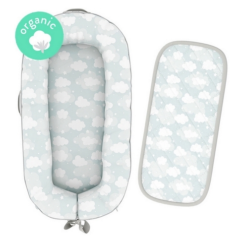 Fancy fluff cloud baby cocoon with bed protector grey