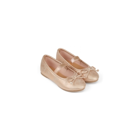 Girls Ballerina Shoes Bow Detail - Rose Gold