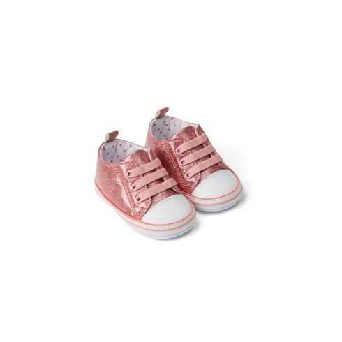 Girls Glitter Pram Shoes  - Coral