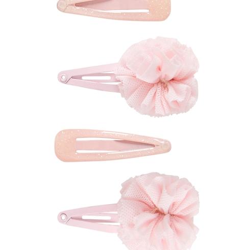 Girls Hair Clips Flower Design - Pack Of 4 - Pink