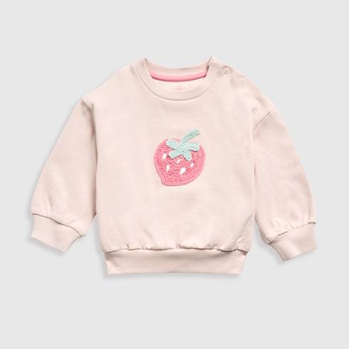 Mothercare Girls Rustic Retreat Strawberry Long Sleeves 100% Cotton Crew Neck Sweatshirt - Pink