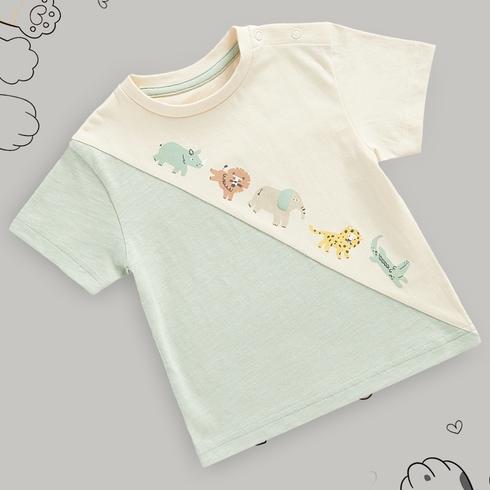 Mothercare Boys Junglemania Diagonal T-Shirt-Cream