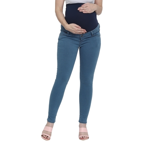 Women Maternity Jeans Light Wash - Blue