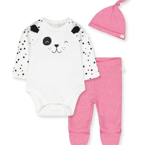 Girls Full Sleeves Spotty Puppy 3 Piece Set - Multicolor