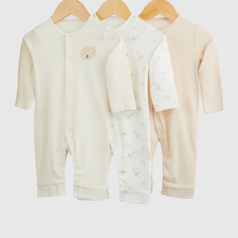 Mothercare Unisex Full Sleeve All In One -Pack Of 3-White