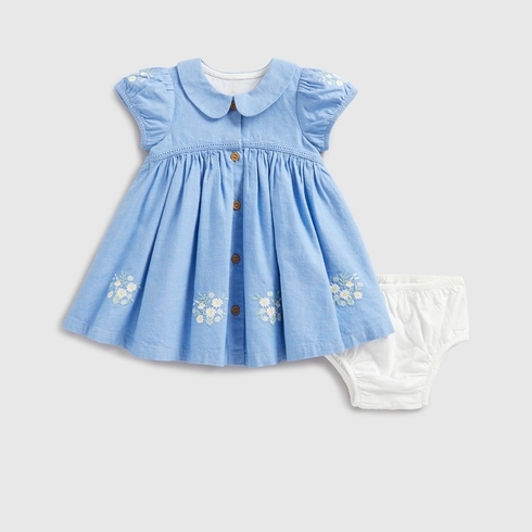 Mothercare Girls Half Sleeve Dresses Butterfly-White