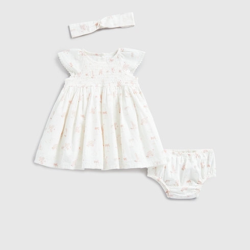 Mothercare Girls Half Sleeve Dresses -White