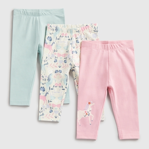Mothercare Girls Legging Fairtale Palace-Pack Of 3-Pink