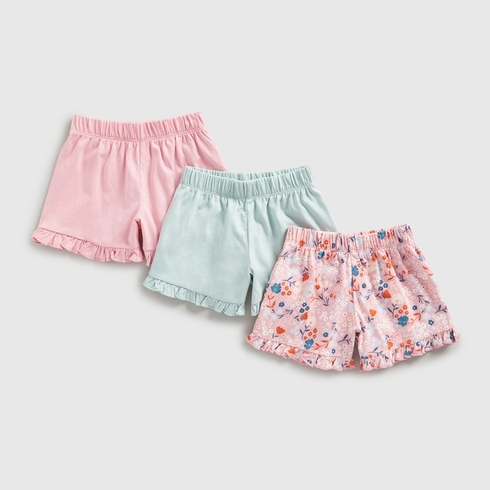 Mothercare Girls Shorts Fairtale Palace-Pack Of 3-Pink