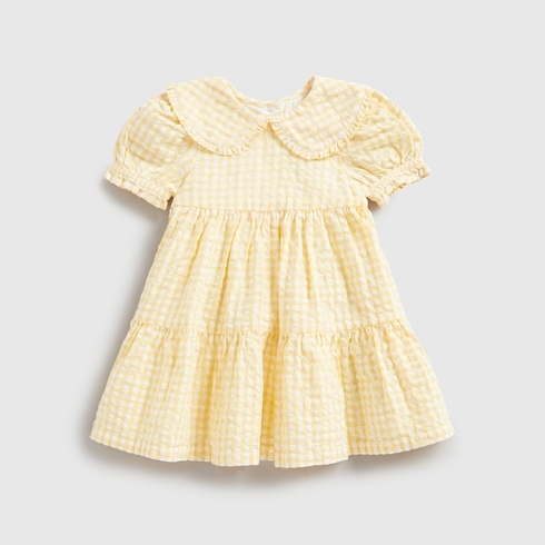 Mothercare Girls Half Sleeve Dresses -Yellow