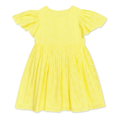 H By Hamleys Girls Schiffli Dress- Yellow Pack Of 1