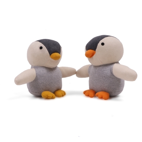 Pluchi Penguin Cotton Knitted Stuffed Toy Yellow & Grey
