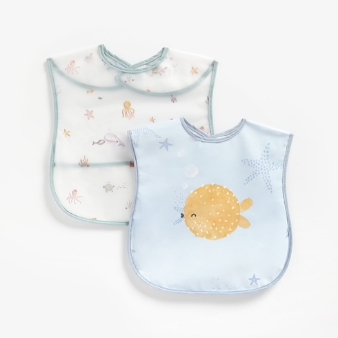 Mothercare You Me &Amp; The Sea 2Pk Crumb Catchers Blue