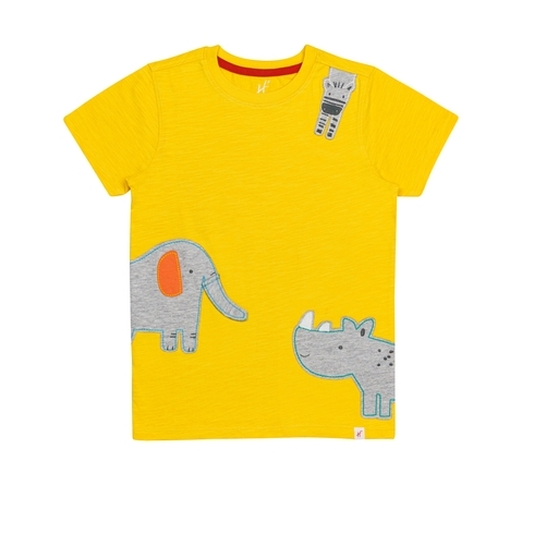 H by Hamleys Boys Short Sleeves T-Shirt 3D Animal -Yellow