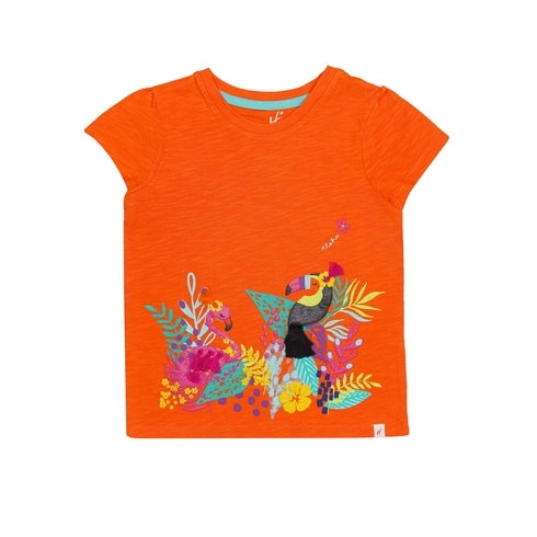 H by Hamleys Girls Short Sleeves Top Tropical Print-Orange
