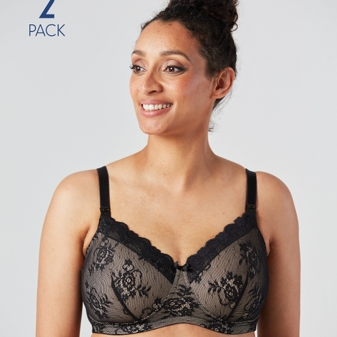 Maternity Nursing Bra Two Pack Mothercare T Shirt Type Support RRP £30.00